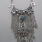 N72 Hot Boho Turquoise Beads Bib Necklace Statement Collar Bohemian Coin Silver