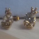 EaF023 Kawaii Crystal Golden Skull Earrings Novelty Kitsch Gift High Quality +