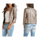 Fashion Women Gold Sequins Casual Solid Blazer Suit Jacket Coat Outwear Cardigan