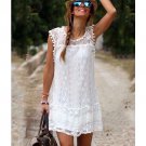 New Women Casual Summer Lace Dress Short sleeves Hollow out Plus Size