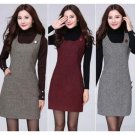 Winter Autumn plus size 5XL Women Sleeveless Woolen Party Vest Dress Mini Dress