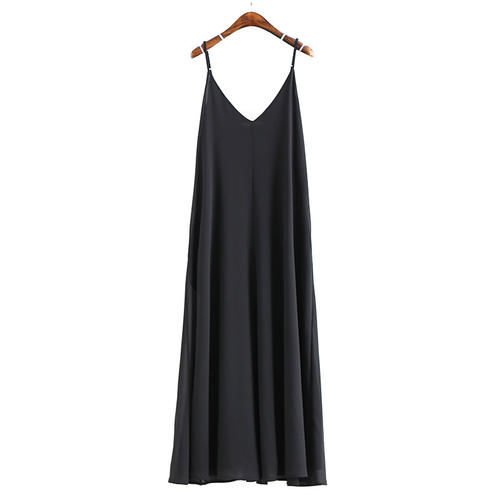 Autumn Spring Chiffon Harness Loose Strappy Casual Sleeveless Long Maxi Dress