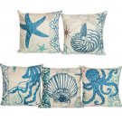Ocean Coral Starfish Seashell Sofa Cotton linen Pillowcase Pillow Cushion Cover