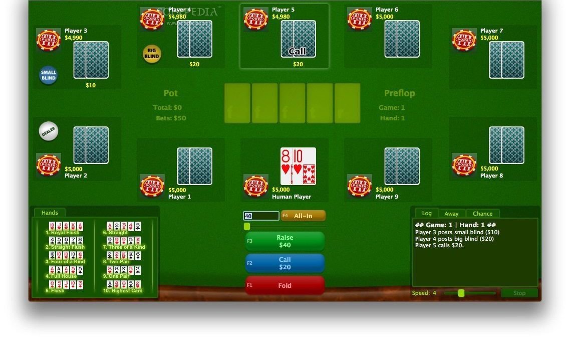 texas holdem online vs computers game