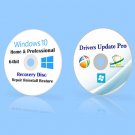 Microsoft Windows 10 Home & Pro 64 bit Re-Install Recovery Repair DVD + Drivers