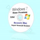 Microsoft Windows 7 Home Premium 32bit Re-Install Recovery Repair Boot disc DVD