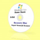 Microsoft Windows Vista Home Basic 64bit SP2 Installation Recovery Repair disc