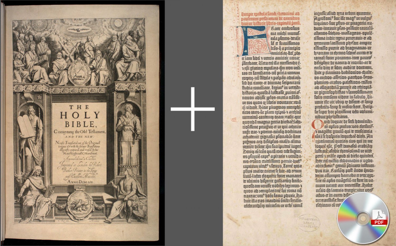 King James Bible 1611 First Edition + Latin Gutenberg Bible 1454 BONUS KJV DVD