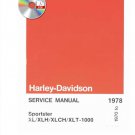 Harley Davidson Sportster Manual XL XLH XLCH XLT-1000 1970-1978 99484-78 PDF CD