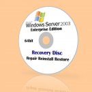 Microsoft Windows 2003 Server Enterprise 64 Install Recovery Repair Restore Disc