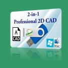 2-in-1 Professional CAD Software open AUTOCAD DXF 2D CAD Drawing WINDOWS Mac USB