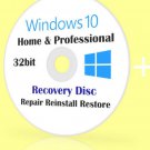 Microsoft Windows 10 Home & Pro 32 bit Re-Install Recovery Repair Bootable DVD