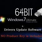 Microsoft Windows 7 Ultimate 64 bit Re-Install Recovery Repair DVD Drivers USB