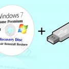 Microsoft Windows 7 Home Premium 32bit Re-Install Recovery Repair disc DVD USB
