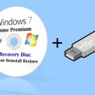 Microsoft Windows 7 Home Premium 64 bit Re Install Recovery Repair disc DVD USB