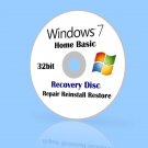 Microsoft Windows 7 Home Basic 32bit Re-Install Recovery Repair Boot disc DVD