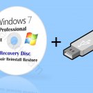 Microsoft Windows 7 Professional 64 bit Re Install Recovery Repair disc DVD USB