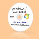 Microsoft Windows 7 Starter 32-BIT DVD INSTALL RECOVERY REPAIR reinstall DISC