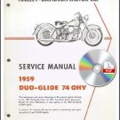 Harley Davidson motor 1958 1959 Duo Glide 74 OHV Service Manual 99482-59 PDF