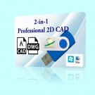 2-in-1 2D CAD Software Open DXF DWG Drawing PC WINDOWS 7 8 10 Mac USB