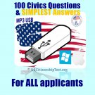 2023 Official 100 Civics Questions and SIMPLEST Answers for US Citizenship Test mp3 USB
