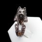 Yorkshire Terrier Ring, Dog Ring, Adjustable Ring, Sterling Silver Wrap Ring