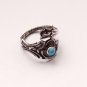 Silver Spoon Ring with Round Turquoise Stone, Made from Vintage Dessert Spoon
