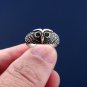 Sterling Silver Owl Ring Green Cubic Zirconia Stones, Eule Ring, Anneau de Hibou