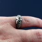 Sterling Silver Owl Ring Green Cubic Zirconia Stones, Eule Ring, Anneau de Hibou