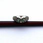 Sterling Silver Owl Ring Green Cubic Zirconia Stones, Eule Ring, Anneau de Hibou