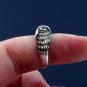 Sterling Silver Owl Ring Green Cubic Zirconia Stones, Eule Ring, Anneau de Hibou