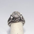 Sterling Silver Ring, Stump Ring, Branch Ring, Leaf Ring, 4 White Cubic Zirconia