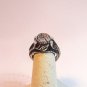 Sterling Silver Ring, Stump Ring, Branch Ring, Leaf Ring, 4 White Cubic Zirconia