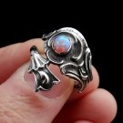STERLING SILVER Ring With Pink Opal, Vintage Opal Ring, Floral Spoon Ring
