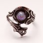 STERLING SILVER Ring With Pink Opal, Vintage Opal Ring, Floral Spoon Ring