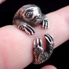 Silver Sloth Ring, Sterling Silver Ring, Animal Ring, Adjustable Ring