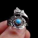 Spoon Ring with Turquoise, Floral Ring, Spoon Jewelry, Sterling Silver Ring