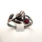 Sterling silver rose ring with red zircon, Sterling silver ring & cubic zirconia