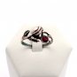 Sterling silver rose ring with red zircon, Sterling silver ring & cubic zirconia