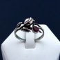 Sterling silver rose ring with red zircon, Sterling silver ring & cubic zirconia
