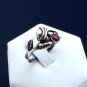 Sterling silver rose ring with red zircon, Sterling silver ring & cubic zirconia