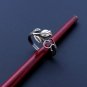 Sterling silver rose ring with red zircon, Sterling silver ring & cubic zirconia
