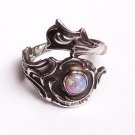 Opal Ring with Pink Opal, Silver Spoon Ring With Opal, Floral Ring, Silver Ring