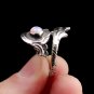 Opal Ring with Pink Opal, Silver Spoon Ring With Opal, Floral Ring, Silver Ring