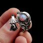 Opal Ring with Pink Opal, Silver Spoon Ring With Opal, Floral Ring, Silver Ring