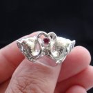 Silver Love Ring With Cubic Zirconia, Sterling Silver Heart Ring, Elephant Ring