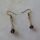 Handmade Dangled Earring with Chain & Purple Bead 5mm