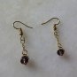 Handmade Dangled Earring with Chain & Purple Bead 5mm