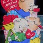 Valentine AUNT & UNCLE Vintage 50/60s  *fold up & die cut*3 LITTLE Pigs-UNUSED