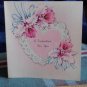 Valentine ' Vintage 40's Pink flowers on lacy heart
